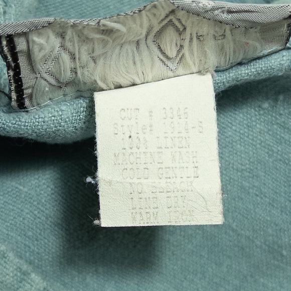 Cover Charge Shirt Womens One Size Blue Linen Button Up Patches Artsy Cottage - Picture 12 of 12